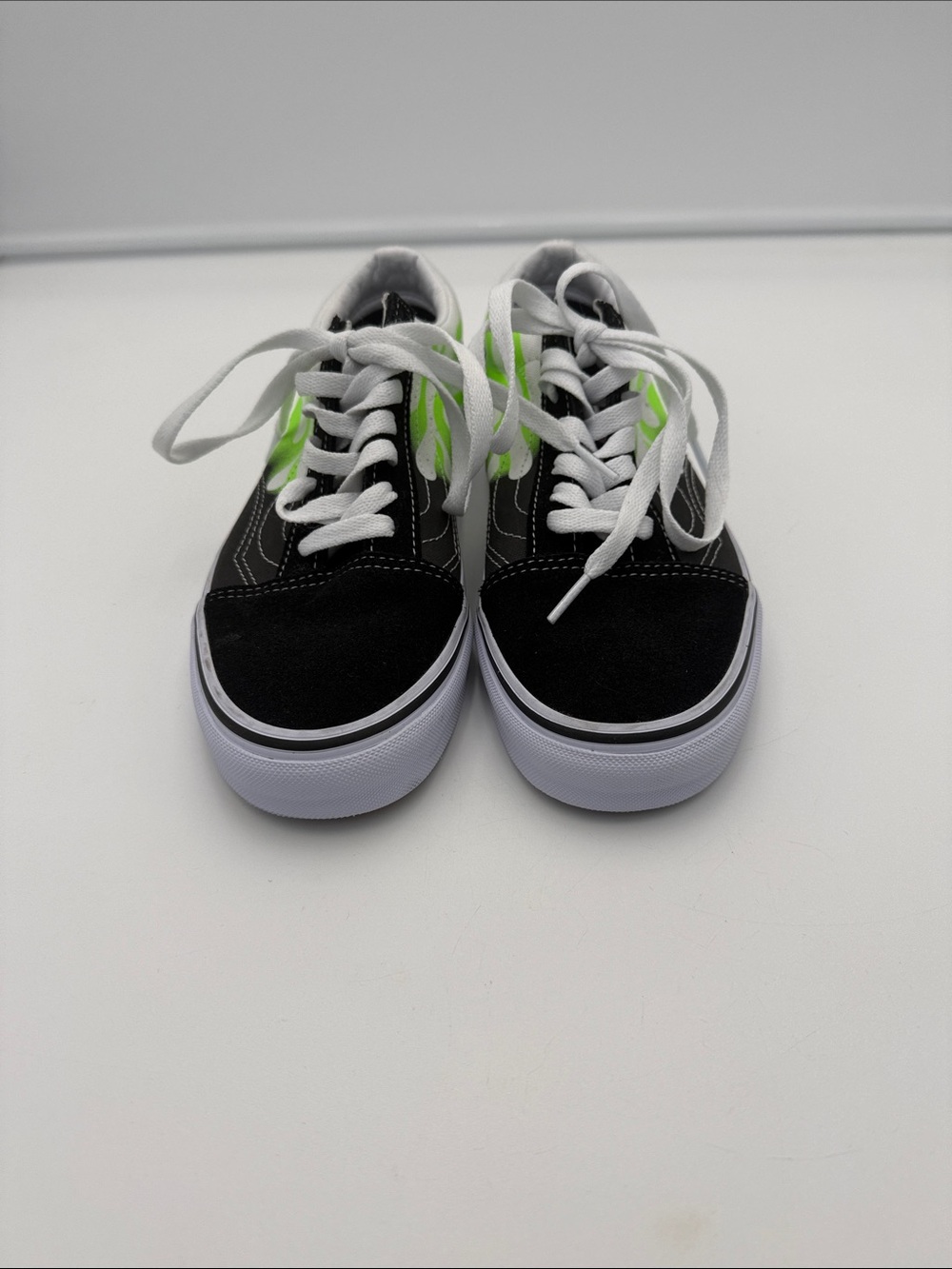 Vans  Black Sneakers with Neon Green Stripe